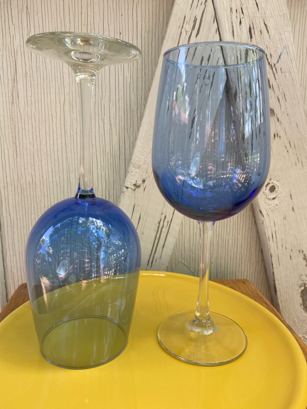Vintage Libbey vina blue wine glasses
